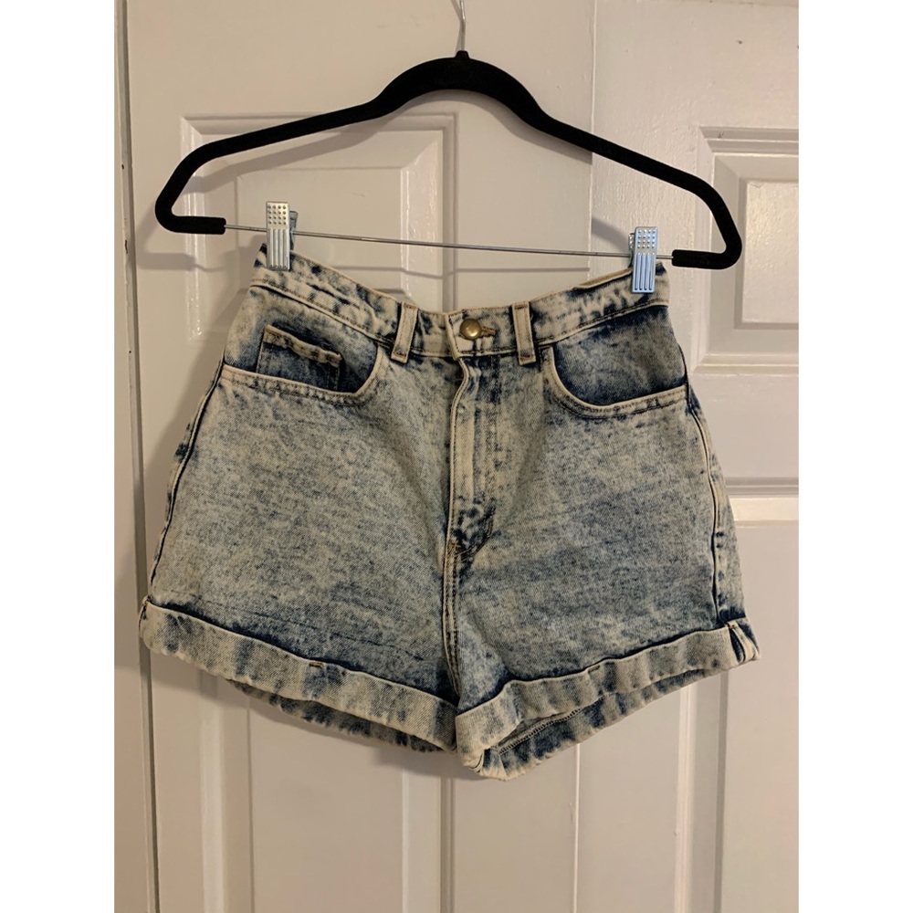 High waisted acid wash shorts